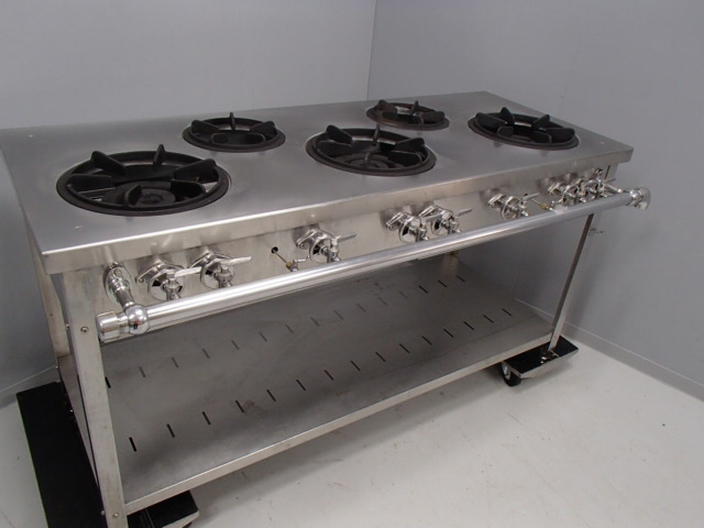 クリアランス半額 マルゼン MARUZEN スタンダードタイプ ５口コンロ MGT-156DS 中古 熱機器 ガステーブル 2014年製 厨房機器  厨房機器